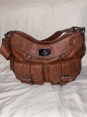 American Living Brown Shoulder Bag with Silver Plaque